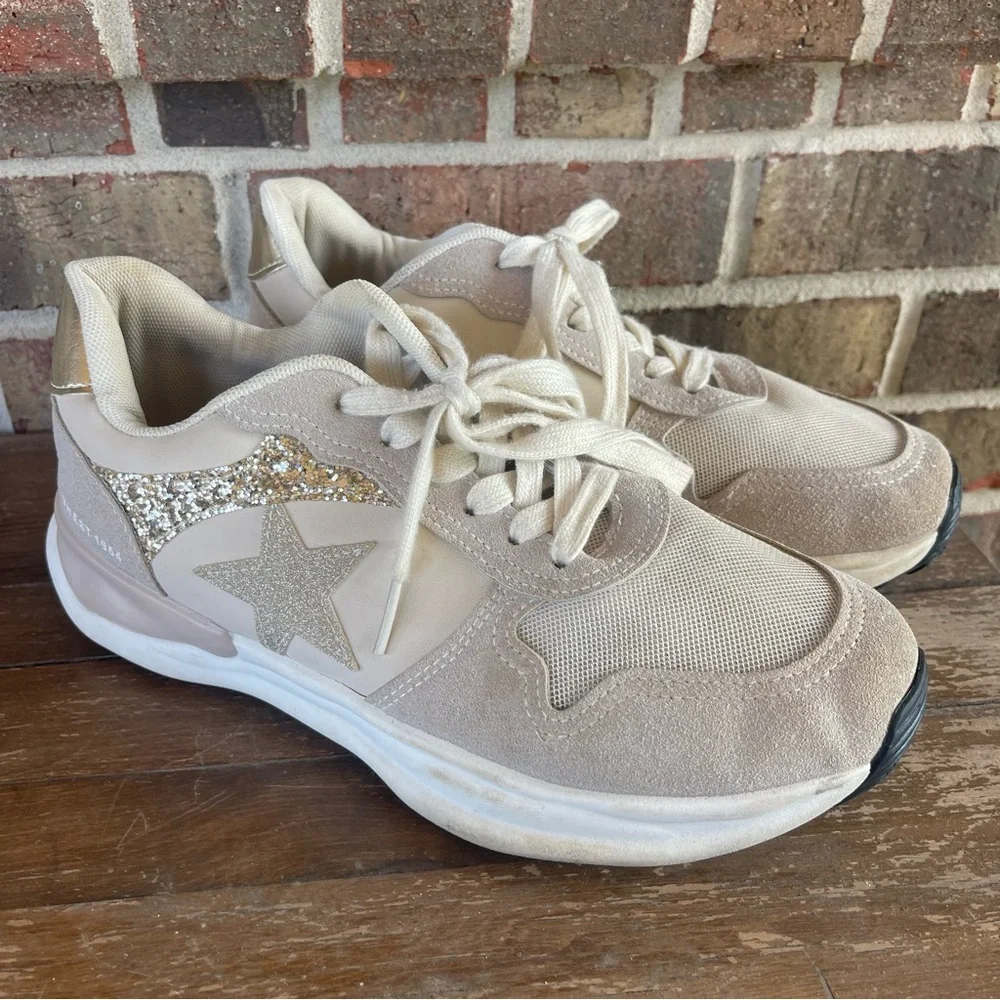 Vintage Havana Women’s Run‎ Fashion Sneakers Nude Glitter Size 8.5 sb3